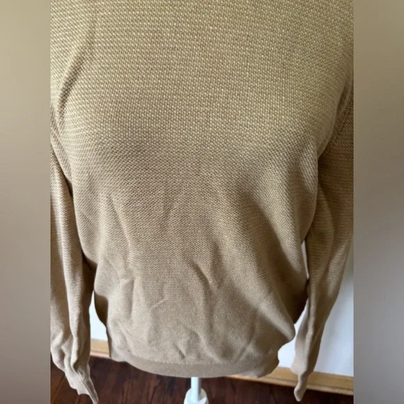 NWT Men’s J Crew Cotton piqué-stitch crewneck sweater, Size Medium, Camel